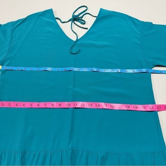 EILEEN Fisher Petite Drop Waist Crepe Tie Back Dress - Picture 5 of 7